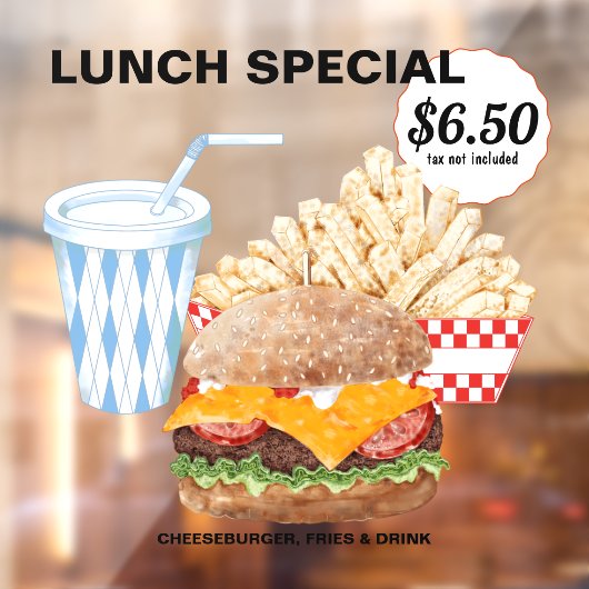 Hamburger Fries Fast Food Fensteraufkleber (Blatt 2)