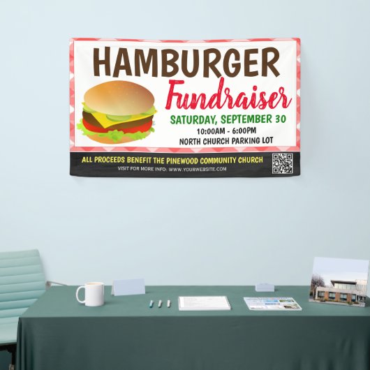 Hamburger Fundraiser-Banner mit qr-Code Banner (Messeveranstaltung)
