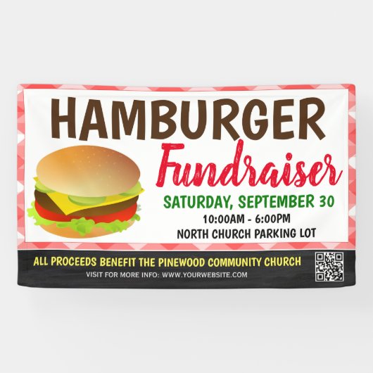 Hamburger Fundraiser-Banner mit qr-Code Banner (Horizontal)