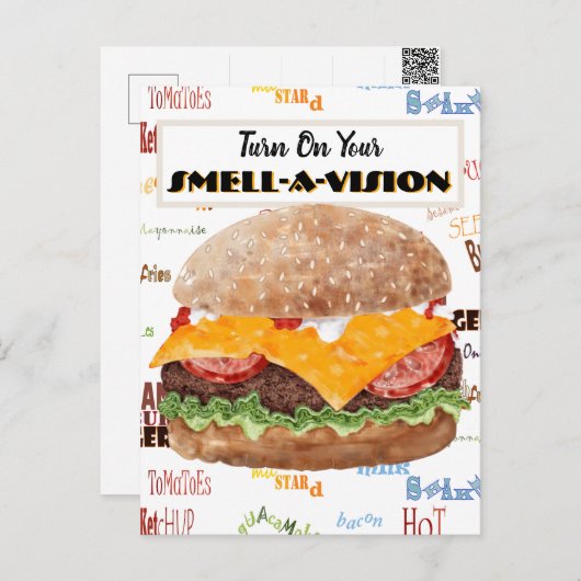 Hamburger Funny Fast Food Postkarte (Vorne/Hinten)