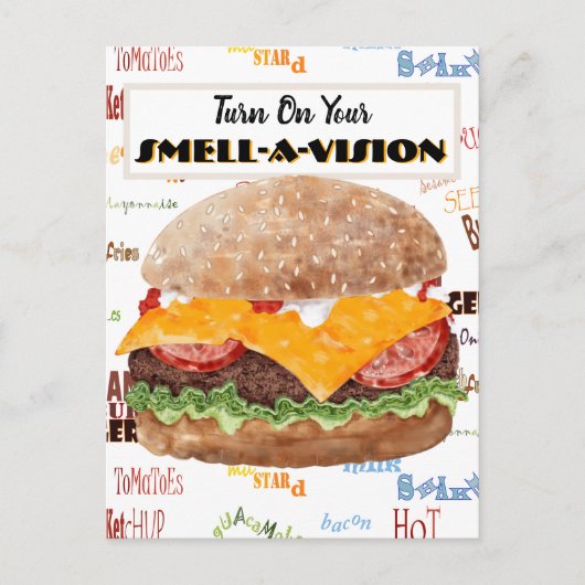 Hamburger Funny Fast Food Postkarte (Vorderseite)