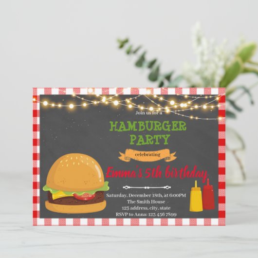 Hamburger Geburtstagsfeier Dankeskarte (Stehend Vorderseite)