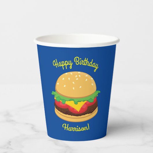 Hamburger Geburtstagsparty Burger Pappbecher (Rückseite)