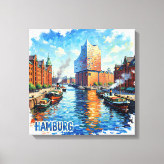 Hamburger Hafen Lichtreflexionen Leinwandkunst Leinwanddruck