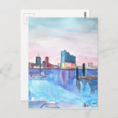 Hamburger Hafen Skyline und Elbe Philharmonic Hall Postkarte (Vorne/Hinten)