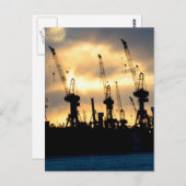 Hamburger Hafen Sonnenuntergang - Hamburg Postkarte (Vorne/Hinten)