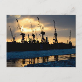 Hamburger Hafen Sonnenuntergang - Hamburg Postkarte