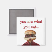Hamburger Head Man über Weiß Magnet (Vorderseite/Rückseite)