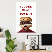 Hamburger Head Man über Weiß Poster (Heimbüro)