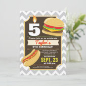 Hamburger & Hot Dog Geburtstagsparty Einladung (Stehend Vorderseite)