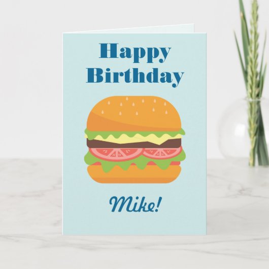 Hamburger Illustration glücklich Geburtstag Karte (Vorderseite)