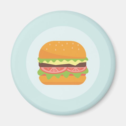 Hamburger Illustration mit Tomate und Salat Magnet (Vorne)