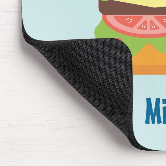 Hamburger Illustration mit Tomate und Salat Mousepad (Ecke)