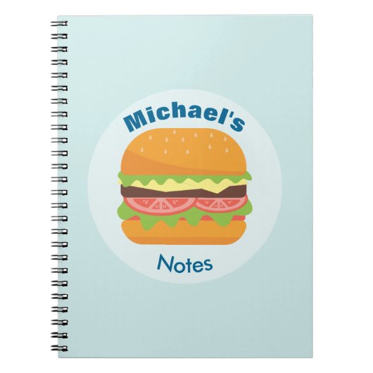 Hamburger Illustration mit Tomate und Salat Notizblock (Vorderseite)