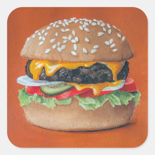 Hamburger Illustrationskleber Quadratischer Aufkleber (Vorderseite)