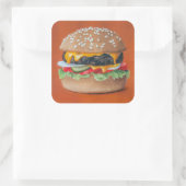 Hamburger Illustrationskleber Quadratischer Aufkleber (Tasche)