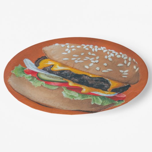 Hamburger Illustrationspapier-Teller Pappteller (Schrägansicht)