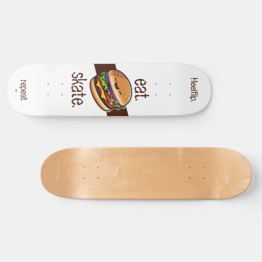 Hamburger kawaii "eat skate repeat" skateboard (Horizontal)