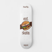 Hamburger kawaii "eat skate repeat" skateboard (Vorderseite)