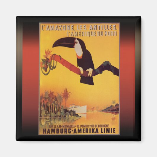 Hamburger Kreuzfahrtwerbung Vintag Magnet (Vorne)