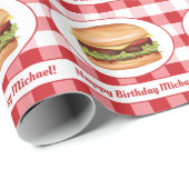 Hamburger Lebensmittel aus Rotem Gingham und eigen Geschenkpapier (Rolleneckpunkt)