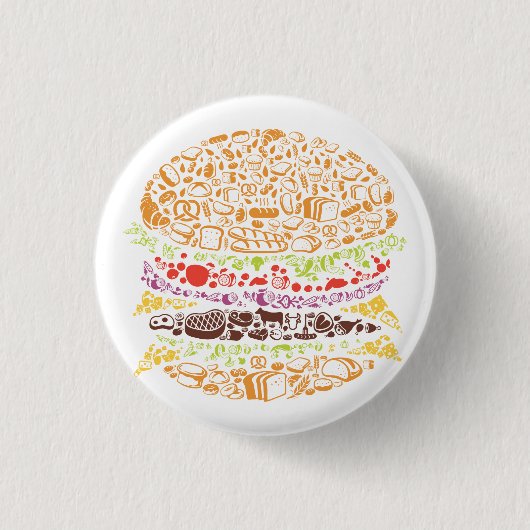 Hamburger, Lebensmittel, Brot, Käse, Fast Food Button (Vorderseite)