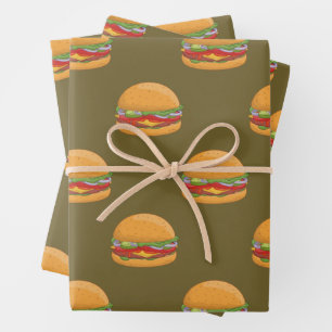 Hamburger-Liebhaber Süßes Fliesenmuster Geschenkpapier Set