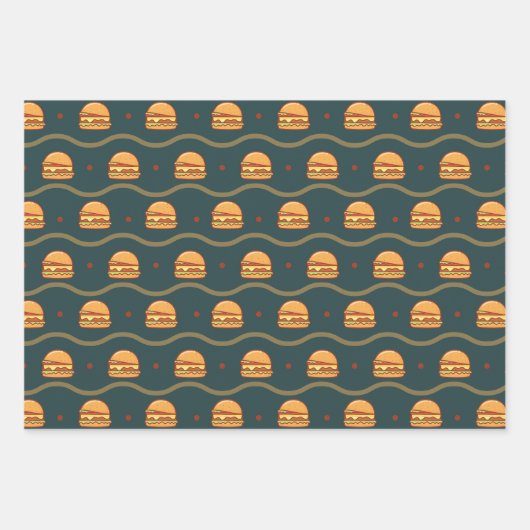 Hamburger Lover Cheeseburger Niedlich gepolstertes Geschenkpapier Set (Vorderseite)