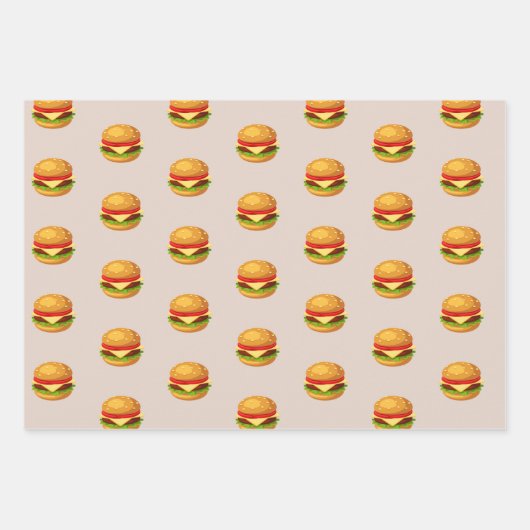 Hamburger Lover Cheeseburger Niedlich gepolstertes Geschenkpapier Set (Vorderseite)