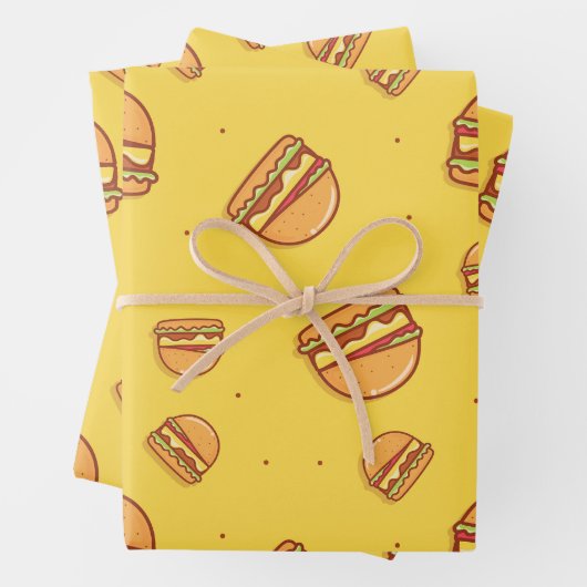 Hamburger Lover Niedlich gepolstertes Muster Geschenkpapier Set (Beispiel)