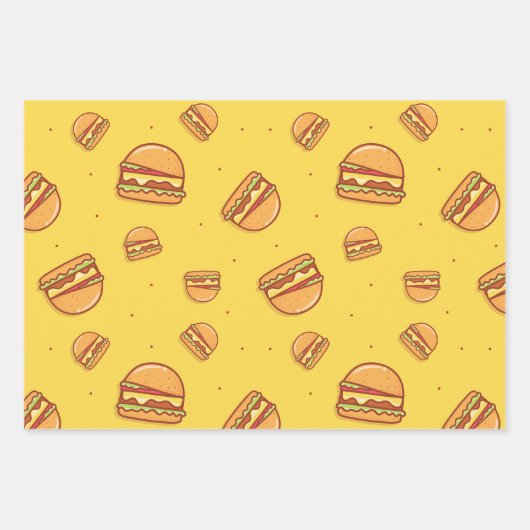 Hamburger Lover Niedlich gepolstertes Muster Geschenkpapier Set (Vorderseite)