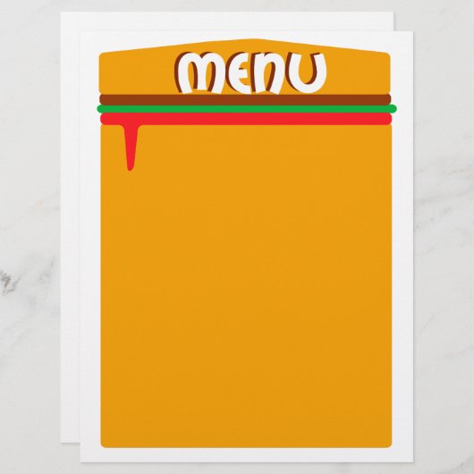 Hamburger Menüseite (Vorne/Hinten)