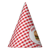 Hamburger on Red Gingham Pattern Happy Birthday Partyhütchen (Links)