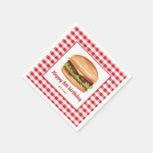 Hamburger On Red Gingham Pattern Happy Birthday Serviette (Ecke)
