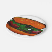 Hamburger-Papierplatte Pappteller (Schrägansicht)
