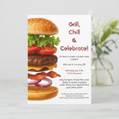 Hamburger Party | Fun Burger Celebration Einladung (Stehend Vorderseite)