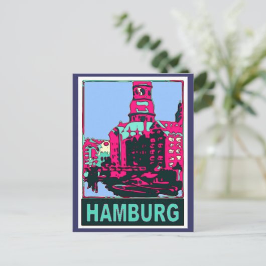 Hamburger Reiseplakat Postkarte (Stehend Vorderseite)