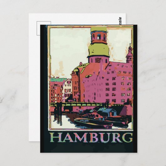Hamburger Reiseplakat Postkarte (Vorne/Hinten)
