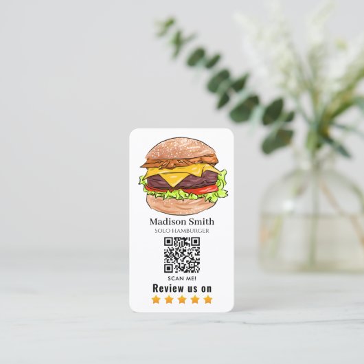 hamburger  review QR Code  Visitenkarte (Stehend Vorderseite)