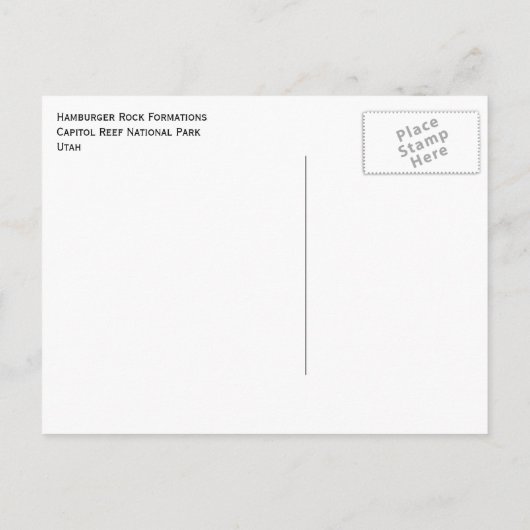Hamburger Rocks, Hauptstadt Reef National Park, Ut Postkarte (Rückseite)
