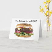 HAMBURGER SAYS=YOU DESERVE THE WORKS-BIRTHDAY KARTE (Gelbe Blume)