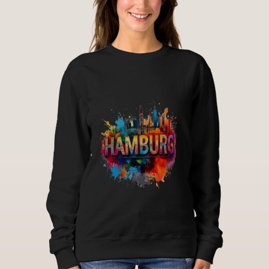 Hamburger Skyline-Kunst - Lebendiges Hansestadt-De Sweatshirt (Vorderseite)
