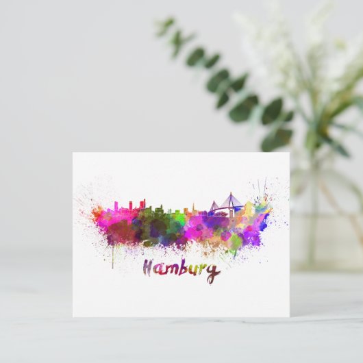 Hamburger Skyline Postkarte (Stehend Vorderseite)