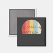 Hamburger Skyline Retro Magnet (Vorderseite/Rückseite)