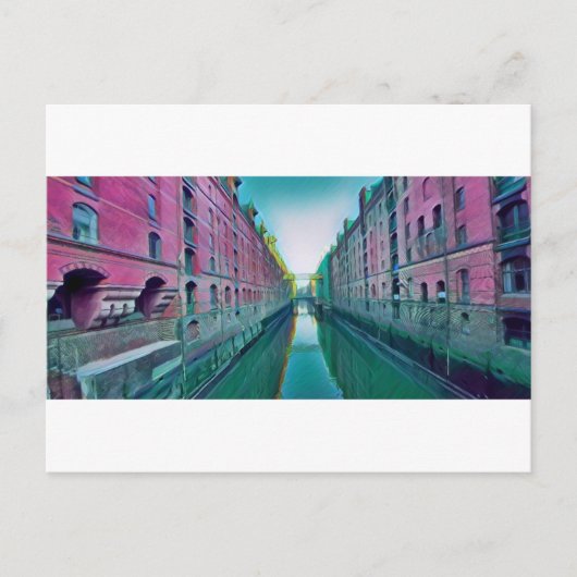 Hamburger Speicherstadt Artwork Postkarte (Vorderseite)