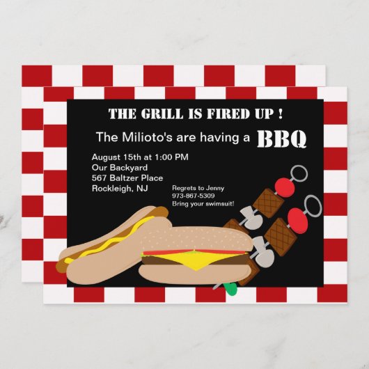 Hamburger u. Würstchen mit Kabobs-Grill-Einladung Einladung (Vorne/Hinten)