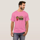 Hamburger und Fries Fastfood-Knospen gebraten scha T-Shirt (Vorne ganz)