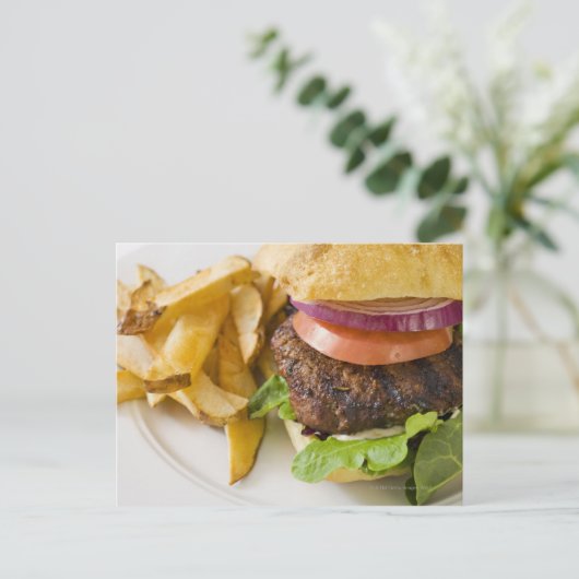 Hamburger und Fries Postkarte (Stehend Vorderseite)