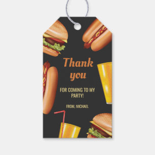 Hamburger und Hot Dog Grill Essen Danke Party Geschenkanhänger