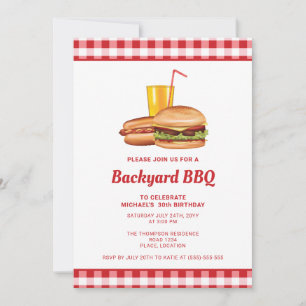 Hamburger und Hot Dog Hinterhof BBQ Geburtstagsfei Einladung